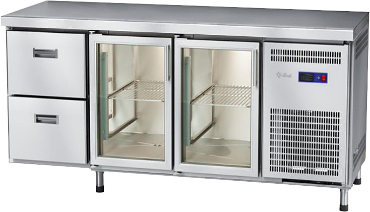 Стол морозильный Abat СХН-70-02 (2 двери-стекло, 2 ящика, без борта)